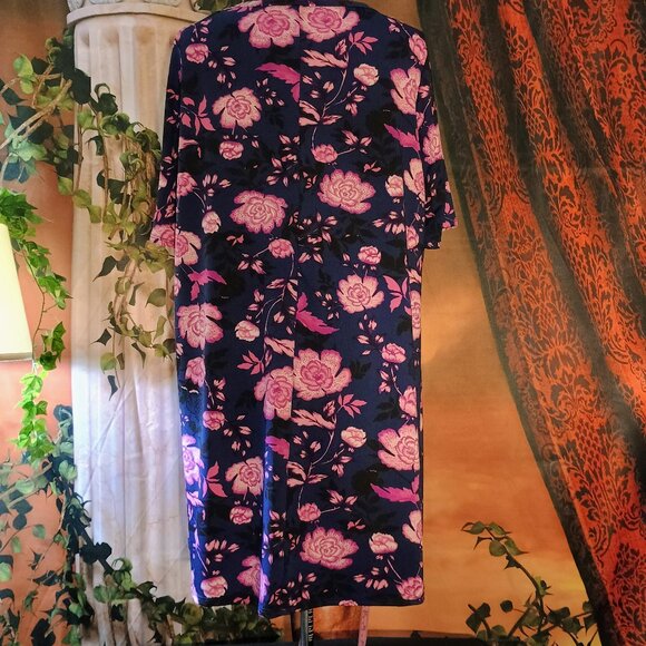 EUC: Tiffany & Grey Sze 3X Navy Blue Floral Shift Dress - Picture 2 of 5